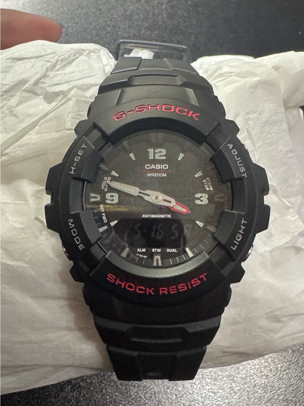 Casio G-Shock Watch Men 20bar Black Analog Digital 5158 G-100